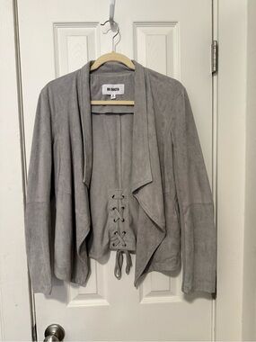 BB Dakota Light Gray Suede Draped Lace-Up Jacket